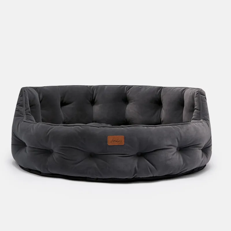 Joules Chesterfield Dog Bed Grey